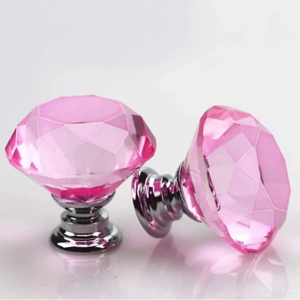 10 pink crystal style furniture pulls